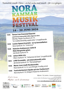 Nora kammarmusikfestival 14-20 juni 2024 Tema Myter och drömmar. Affisch